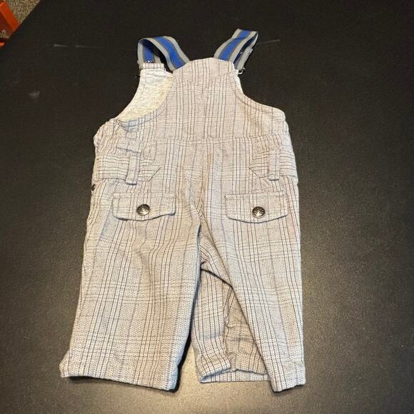 Koala Baby Blue Gray Striped Overalls 0–3M Boys Cotton Lined Outfit - Picture 2 of 3